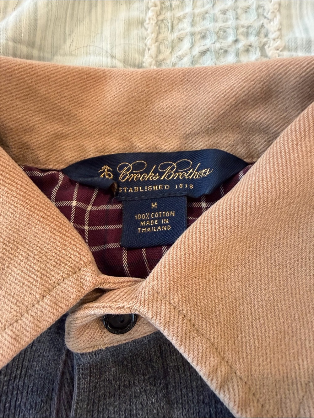 Brooks Brothers Knit Polo Sweater Men’s Medium Gray Tan Collared Pullover Cotton - Picture 3 of 5